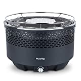 H.Koenig RIO440 - Barbecue a carbonella, portatile, rotondo, in acciaio inox, senza fumo, ideale per...
