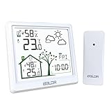 LEVIPE Stazione Meteo con Sensore Esterno, Wireless con Sveglia, Data Temperatura umidità, Fase...