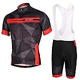 SKYSPER Completo da Ciclismo Uomo, Abbigliamento da Ciclismo Estivo Maglia Maniche Corte + Salopette...