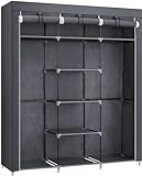SONGMICS Armadio in Tessuto, Guardaroba Pieghevole con Barra di Sospensione, Appendiabiti, Scaffale...