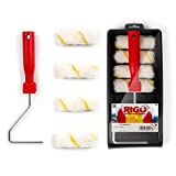Rigo - Kit di rulli per pittura, piccoli, a prova di perdite, riutilizzabili, da 11 cm, con 4...