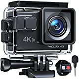 WOLFANG Action Cam GA100 4K 30FPS, 20MP WiFi PC Camera, Fotocamera per Casco, Subacquea 40M...