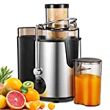 Centrifuga Frutta e Verdura 400W Estrattore di Succo a Freddo con Bocca da 65 mm, 3 Velocità di...