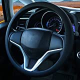 Coprivolante elegante in morbido silicone antiscivolo, decorazione per il volante dell’auto (Nero)