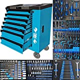 Carrello con cassetta per gli attrezzi, da officina, con attrezzi e inserti in schiuma espansa